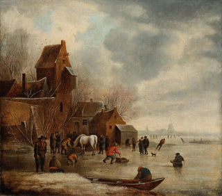 Winter Landscape with Skaters - Nicolaes Molenaer — artwork view