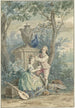 Elegant couple painting in a park - Nicolaes Muys — artwork view