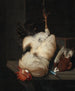 a white rooster and a pigeon on a stone table - Nicolaes van Gelder — artwork view