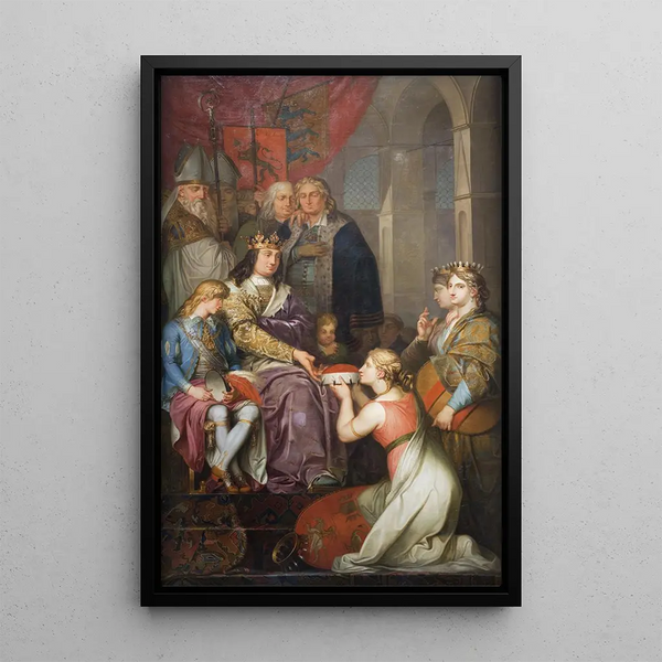 Christian I painting proclaiming Holstein a duchy in 1474 Painted for Christiansborg Castle - Nicolai Abildgaard — framed artwork on a wall