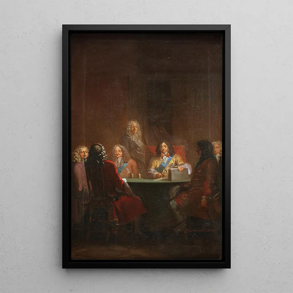 Christian V showcasing the Danish law 1683 - Nicolai Abildgaard — framed artwork on a wall