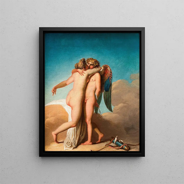Cupid and Psyche Embracing - Nicolai Abildgaard — framed artwork on a wall