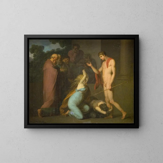 Ismène and Antigone plead with Theseus - Nicolai Abildgaard — framed artwork on a wall