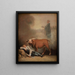 Niels Klim croit entendre le diacre lorsqu'il est réveillé par un taureau - Nicolai Abildgaard — framed artwork on a wall