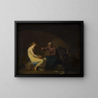 The Queen's Governess tells the young girl the myth of Love and Psyche, motif from Apuleius, The Golden Ass - Nicolai Abildgaard — framed artwork on a wall