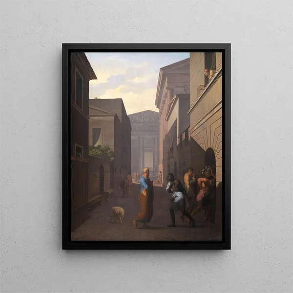 Simo and his former slave Sosia by Terence Andria - Nicolai Abildgaard — framed artwork on a wall