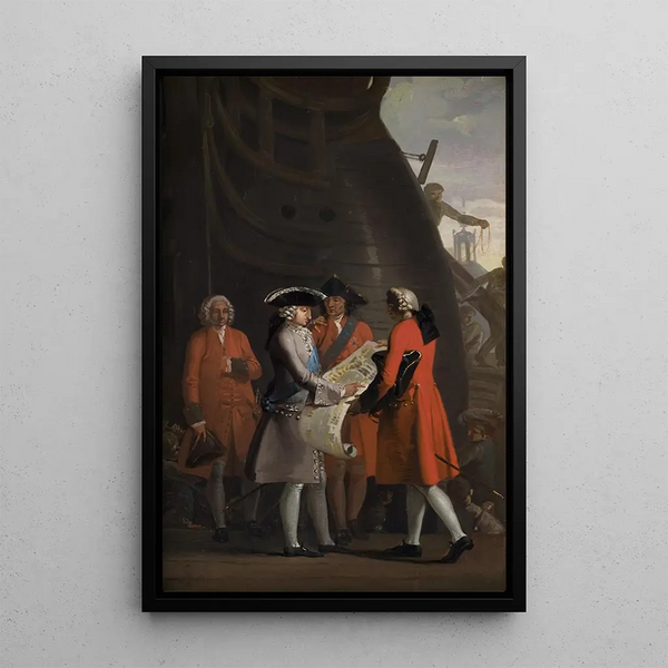 The Construction of the Copenhagen Dock under the Reign of Christian VI - Nicolai Abildgaard — framed artwork on a wall