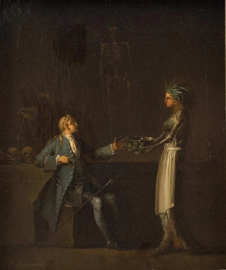 Nicolai Abildgaard - The Doctors Wife Reveals her Husbands Intention of Anatomising Niels Klim.webp