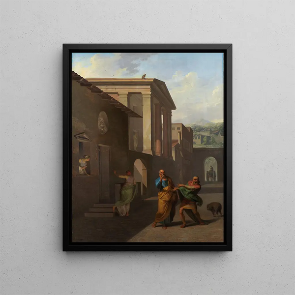 La sage-femme prenant congé de la fille d'Andros De Terences Andria - Nicolai Abildgaard — framed artwork on a wall