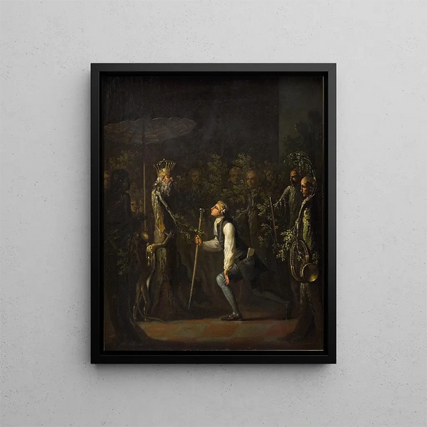 Les Potuans sont surpris de voir Niels Klim s'agenouiller devant le Prince Sage - Nicolai Abildgaard — framed artwork on a wall