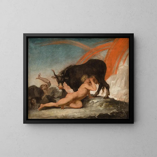Ymir nursing the cow Audhumla - Nicolai Abildgaard — framed artwork on a wall