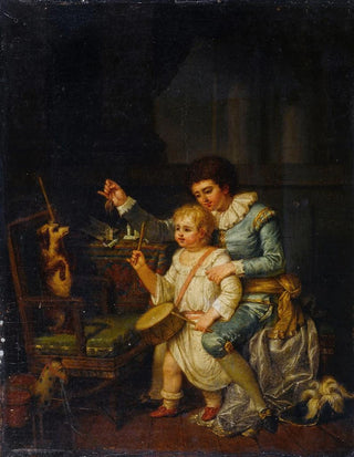 NicolasAndr Monsiau - Enfants jouant avec un chien.webp