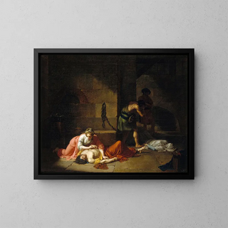La Mort d'Agis - Nicolas-André Monsiau — framed artwork on a wall