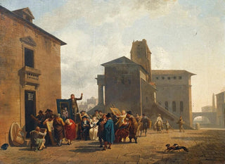 An outdoor auction in a village square - Nicolas-Antoine Taunay — artwork view