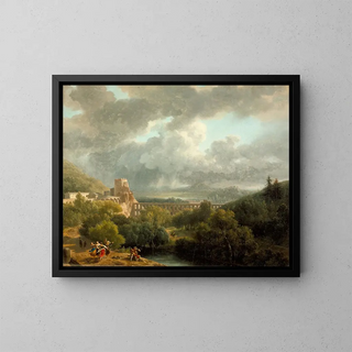 Landscape with an Aqueduct - Nicolas-Antoine Taunay — framed artwork on a wall