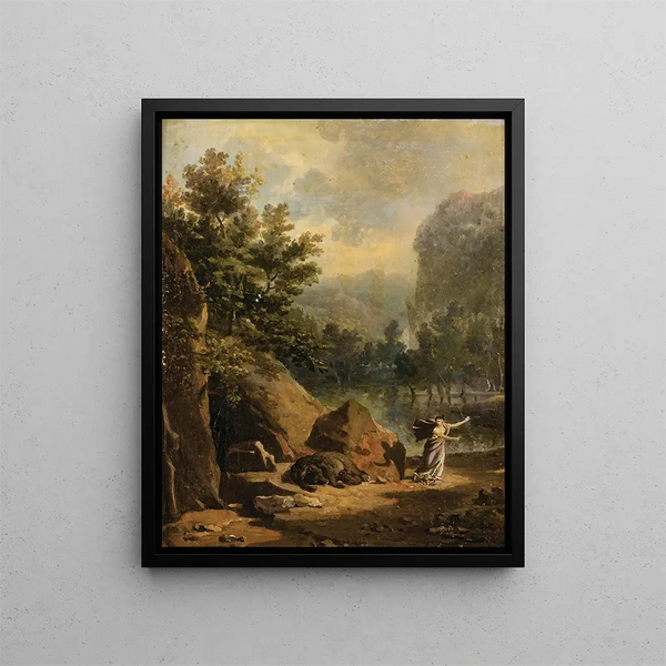 L'Ourse A frightened young woman - Nicolas-Antoine Taunay — framed artwork on a wall