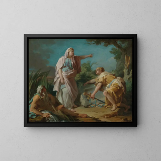 Aethra showing her son Theseus the place where her father had hidden his weapons - Nicolas-Guy Brenet — framed artwork on a wall