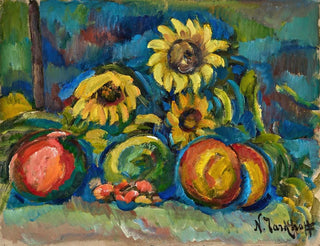 Still life with fruits and sunflower - Nicolas Alexandrovitch Tarkhoff — artwork view