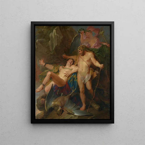 Hercules freeing Prometheus - Nicolas Bertin — framed artwork on a wall