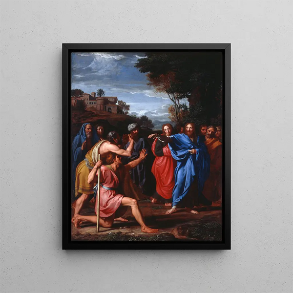 The Christ Heals the Blind - Nicolas Colombel — framed artwork on a wall