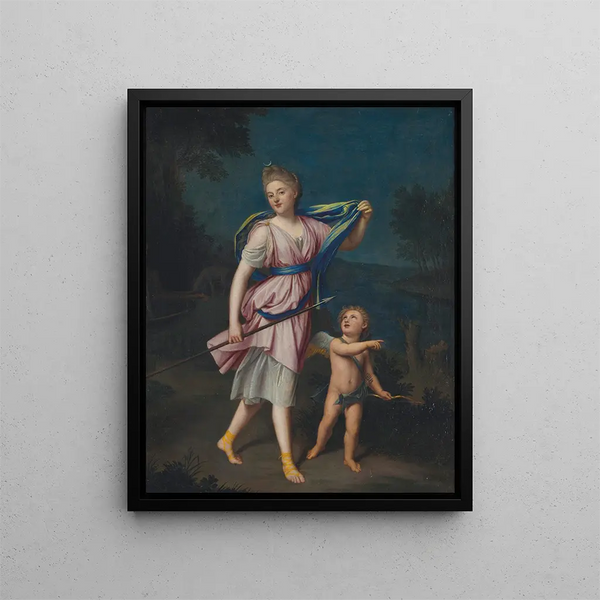 Diane et Cupidon - Nicolas Colombel — framed artwork on a wall