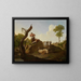 Landscape painting with a flock and a couple of shepherds - Nicolas Henri Joseph de Fassin — framed artwork on a wall