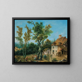 Landscape with a Farm - Nicolas Jacques Julliard — framed artwork on a wall