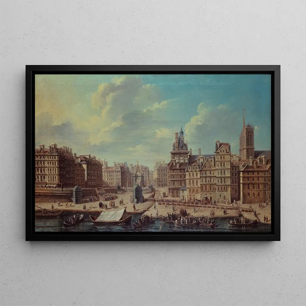 the Festival held at Place de Grève on the occasion of Princess Marie-Thérèse's birth, daughter of the Dauphin, in July 1746 - Nicolas Jean-Baptiste Raguenet — framed artwork on a wall