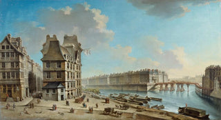 La Grève, l'île Saint-Louis et le pont Rouge vus de la place de la Grève - Nicolas Jean-Baptiste Raguenet — artwork view