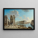 La Grève, l'île Saint-Louis et le pont Rouge vus de la place de la Grève - Nicolas Jean-Baptiste Raguenet — framed artwork on a wall