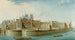 The Cloister of Notre-Dame seen from the Île Saint-Louis, Quai d'Orléans - Nicolas Jean-Baptiste Raguenet — artwork view
