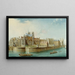 The Cloister of Notre-Dame seen from the Île Saint-Louis, Quai d'Orléans - Nicolas Jean-Baptiste Raguenet — framed artwork on a wall