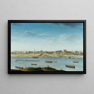 The Port Saint-Bernard seen from the Arsenal - Nicolas Jean-Baptiste Raguenet — framed artwork on a wall