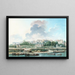 The Quai and the Village of Passy seen from the left bank - Nicolas Jean-Baptiste Raguenet — framed artwork on a wall