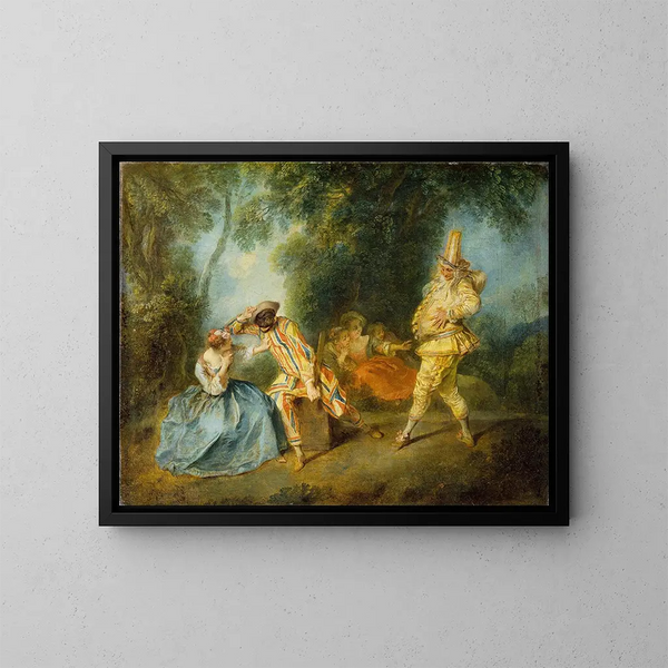 A scene from an Italian comedy - Nicolas Lancret — framed artwork on a wall