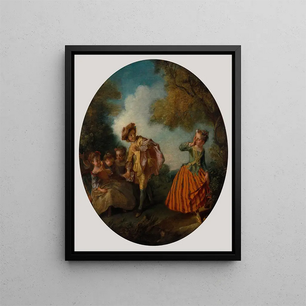 The Blind Man's Bluff - Nicolas Lancret — framed artwork on a wall