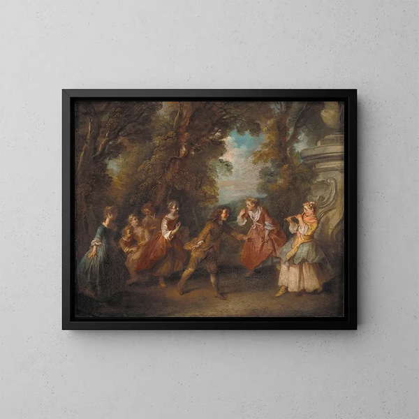 Children Playing Outdoors - Nicolas Lancret — framed artwork on a wall
