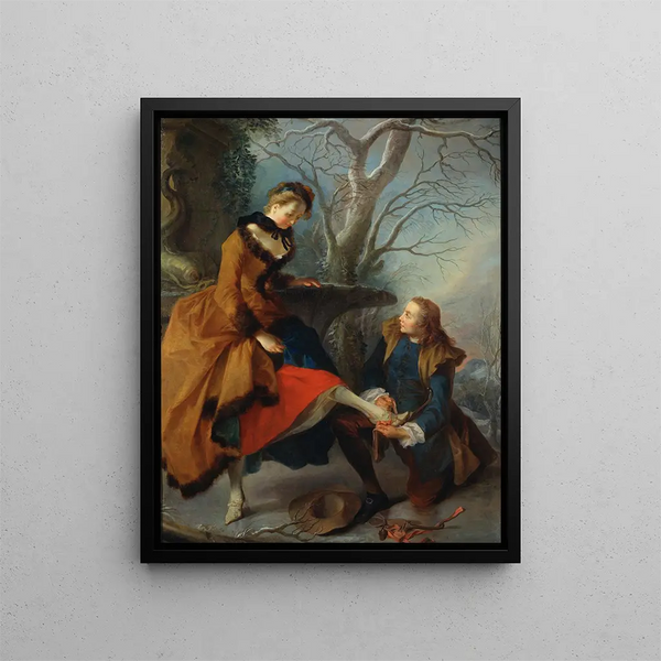 Fixation du patin - Nicolas Lancret — framed artwork on a wall