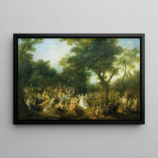 Celebration in a Wood - Nicolas Lancret — framed artwork on a wall