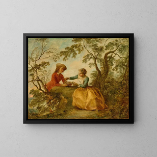The Bird's Nest - Nicolas Lancret — framed artwork on a wall