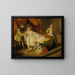 The little dog shaking money and gemstones - Nicolas Lancret — framed artwork on a wall