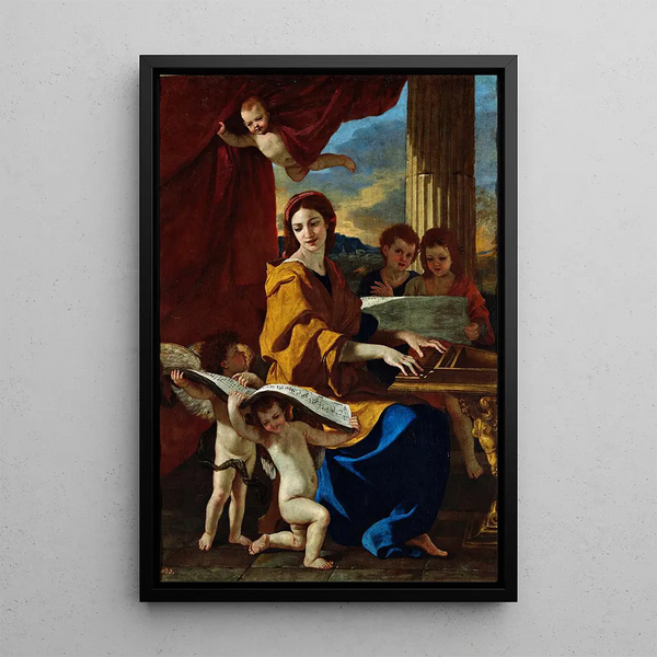 Sainte Cécile - Nicolas Poussin — framed artwork on a wall