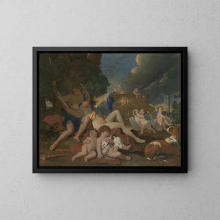 Venus and Adonis - Nicolas Poussin — framed artwork on a wall