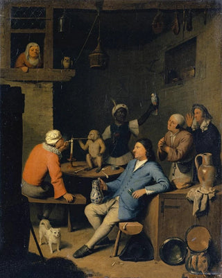Nicolas Van Haften - Society with an Ape Smoking a Pipe in a Tavern.webp