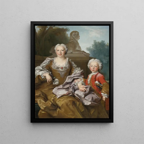 Madame Bertin et son fils Balthazar Bruno - Nicolas de Largillière — framed artwork on a wall