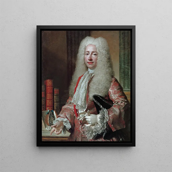 Portrait painting of Conrad Detlef Count of Dehn - Nicolas de Largillière — framed artwork on a wall