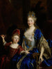 Portrait painting of Catherine Coustard, Marquise of Castelnau, wife of Charles Éléonor Aubry with her son Éléonor - Nicolas de Largillière — artwork view