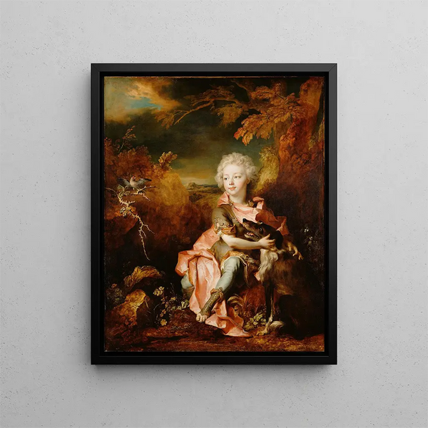 Portrait of a boy in costume - Nicolas de Largillière — framed artwork on a wall