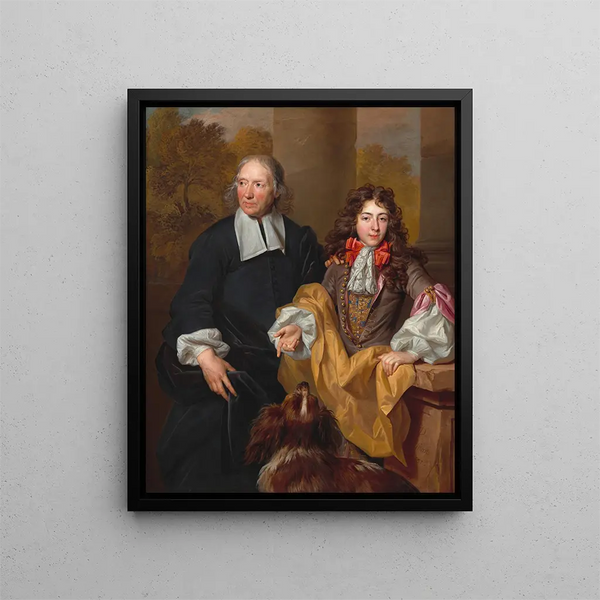 Portrait of a Young Man and His Tutor - Nicolas de Largillière — framed artwork on a wall