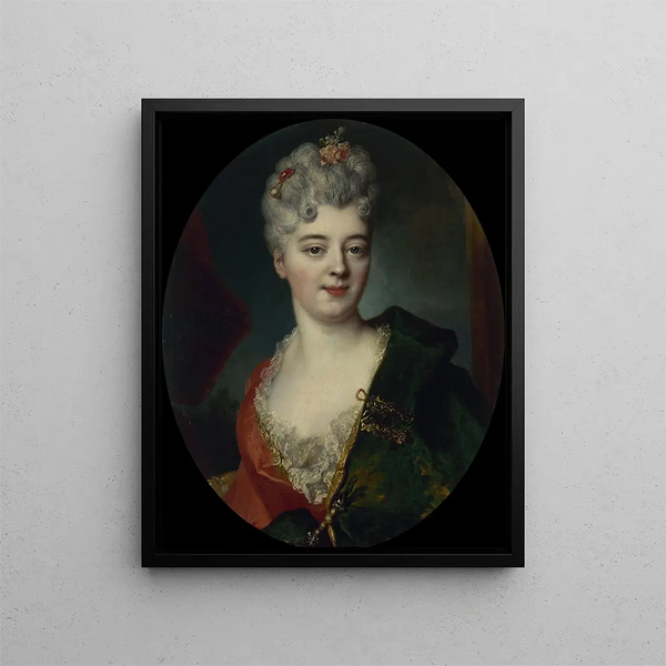 Portrait painting presumed of Elisabeth Delpech, Marquise of Cailly - Nicolas de Largillière — framed artwork on a wall